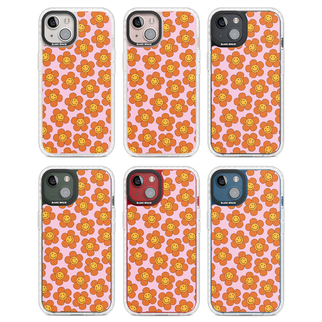 Floral Smiles Clear Impact Phone Case for iPhone 13, iPhone 14, iPhone 15