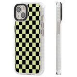 Black & Lime Check Clear Impact Phone Case for iPhone 13, iPhone 14, iPhone 15