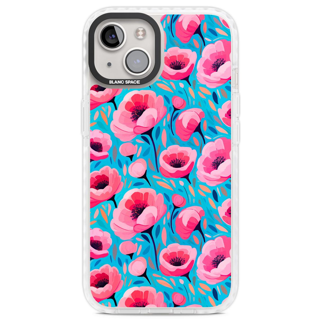 Tropical Pink Poppies Clear Impact Phone Case for iPhone 13, iPhone 14, iPhone 15