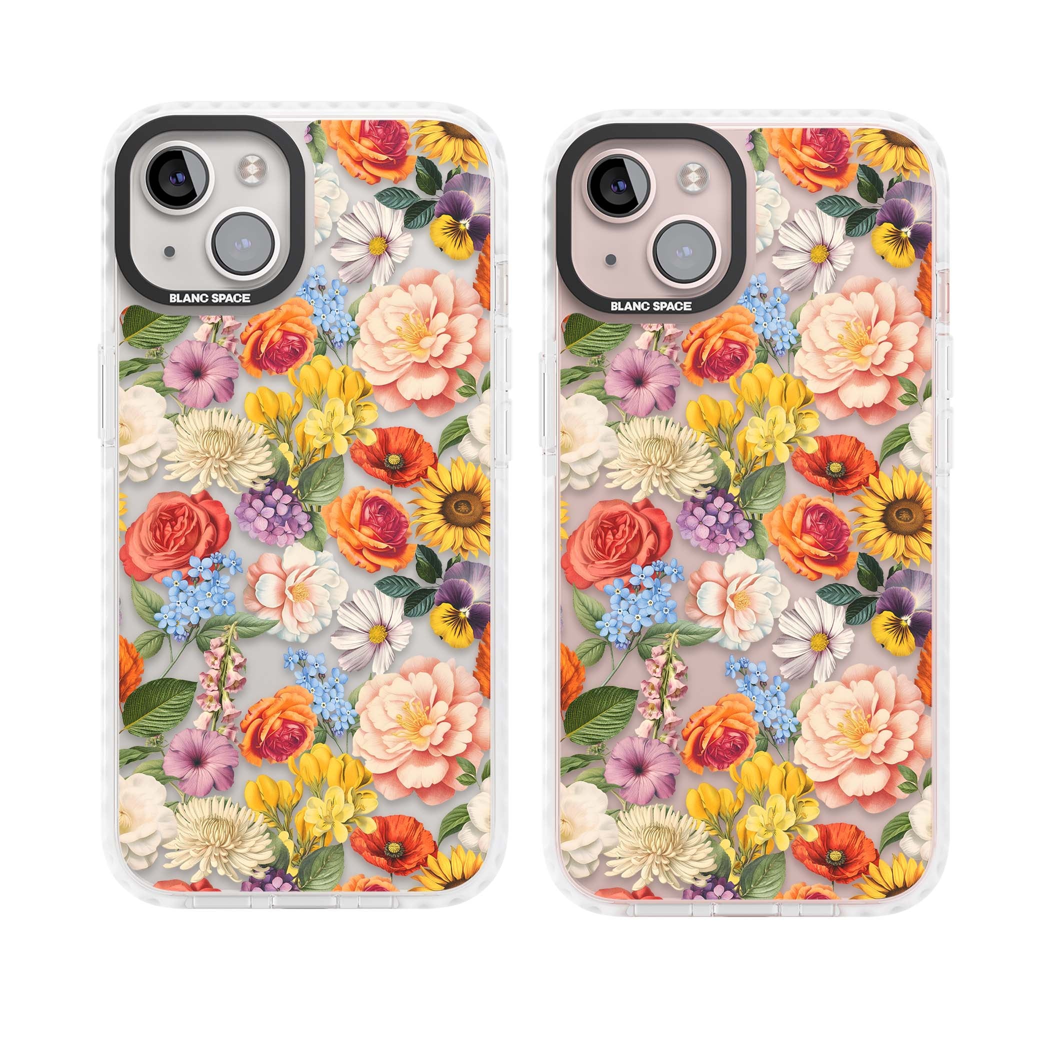 Bloom Basket floral iPhone case featuring cottage garden flowers including peonies, sunflowers, and wildflowers in pastel col | Clear Impact case for iPhone 13, iPhone 14, iPhone 15