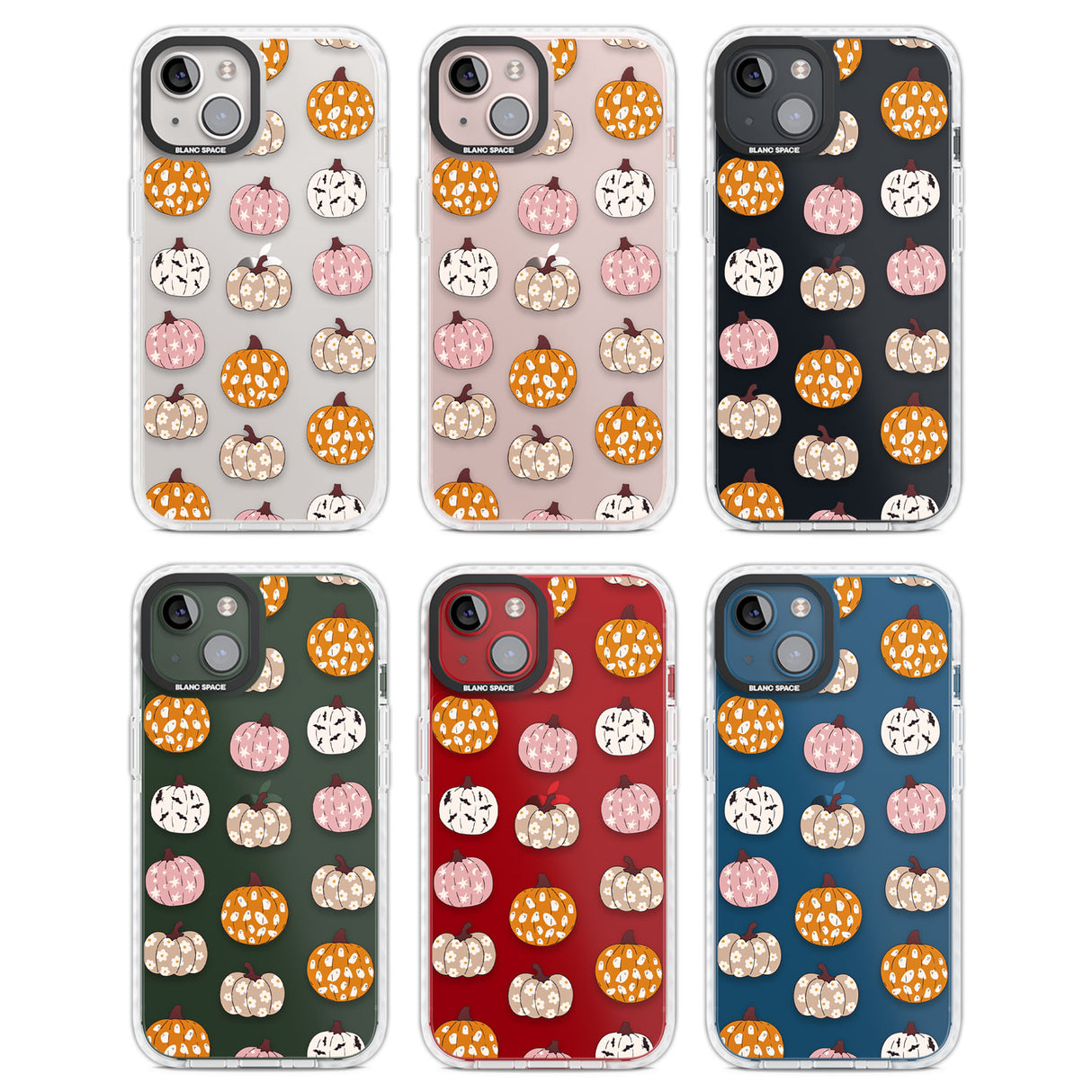 Floral Pumpkins Clear Impact Phone Case for iPhone 13, iPhone 14, iPhone 15