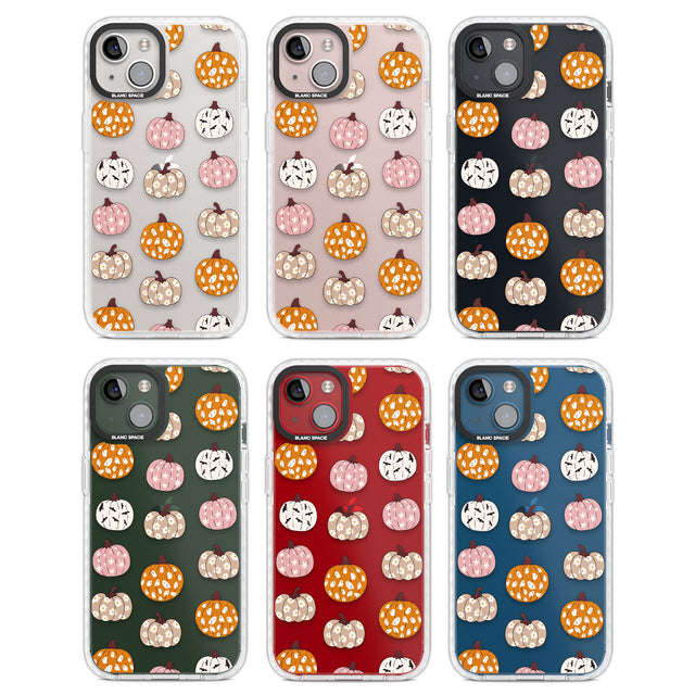 Floral Pumpkins Clear Impact Phone Case for iPhone 13, iPhone 14, iPhone 15