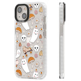 Cute Ghost and Skulls Pattern Clear Impact Phone Case for iPhone 13, iPhone 14, iPhone 15