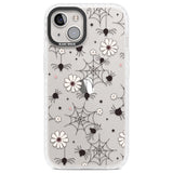 Spiders and Flowers Pattern Clear Impact Phone Case for iPhone 13, iPhone 14, iPhone 15