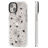 Spiders and Flowers Pattern Clear Impact Phone Case for iPhone 13, iPhone 14, iPhone 15