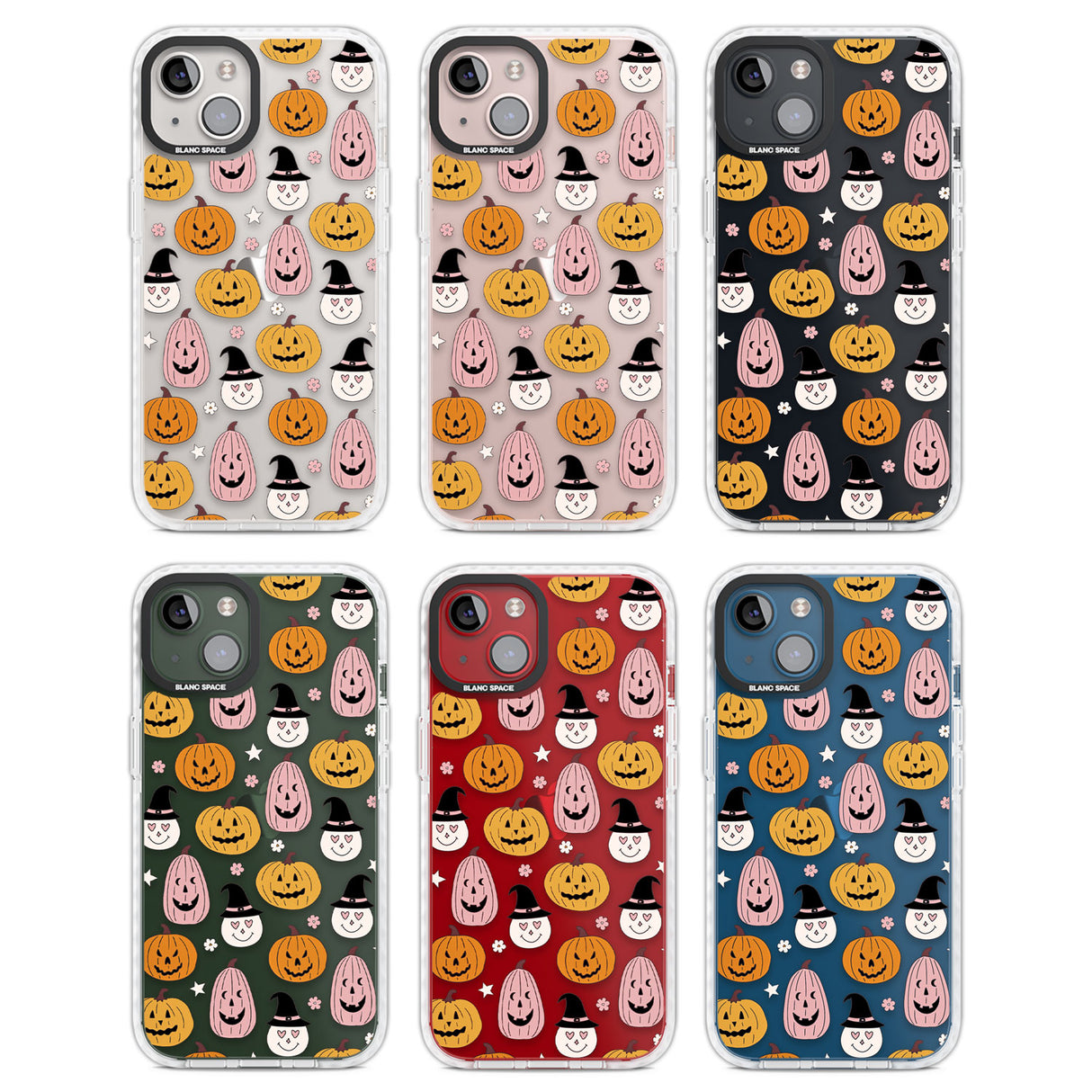 Witches and Pumpkins Pattern Clear Impact Phone Case for iPhone 13, iPhone 14, iPhone 15