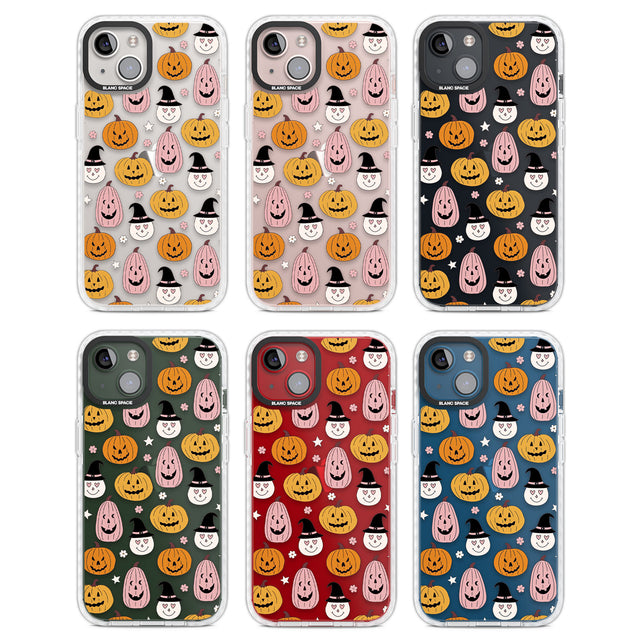 Witches and Pumpkins Pattern Clear Impact Phone Case for iPhone 13, iPhone 14, iPhone 15