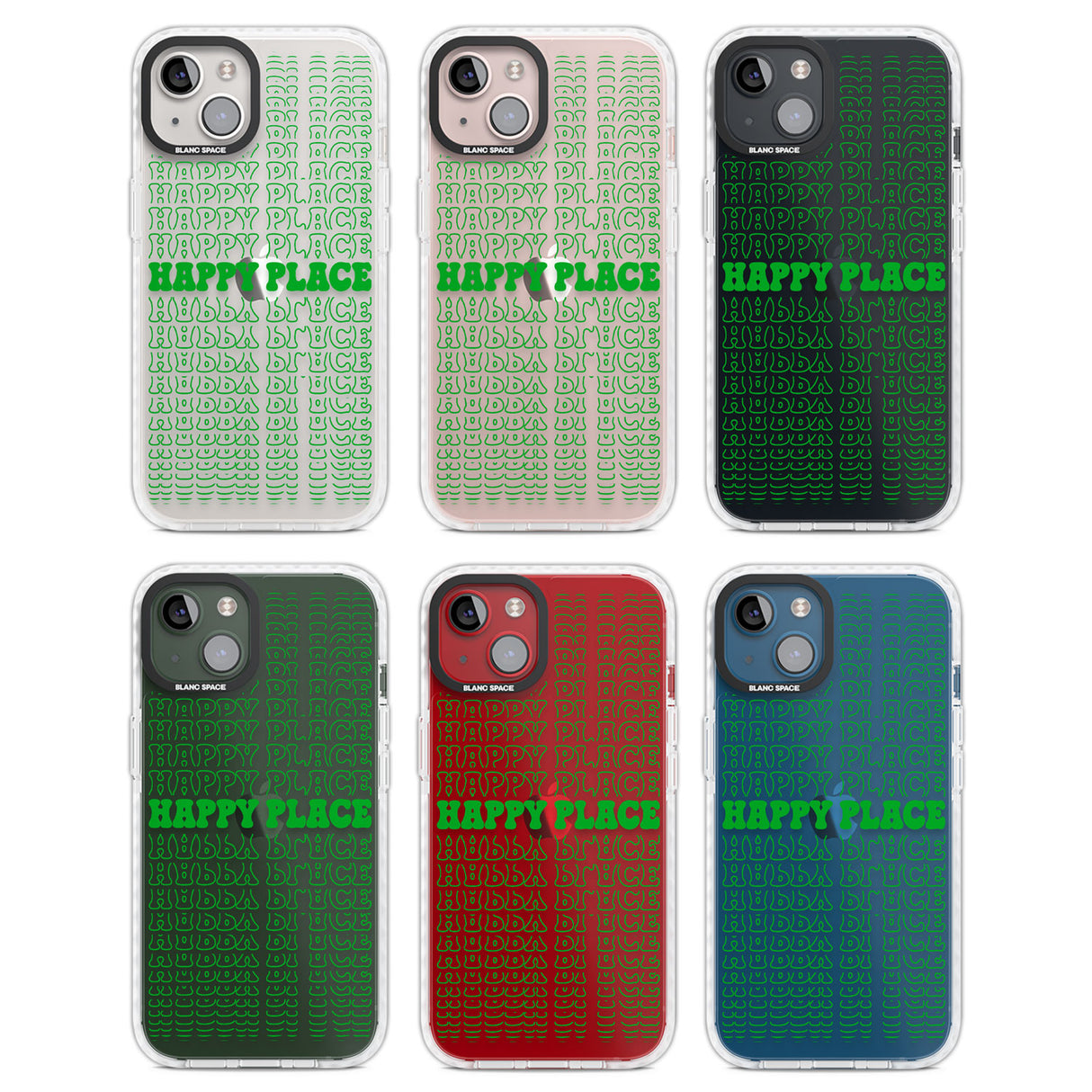 Happy Place (Green) Clear Impact Phone Case for iPhone 13, iPhone 14, iPhone 15