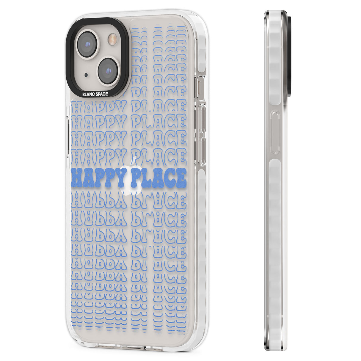 Happy Place (Blue) Clear Impact Phone Case for iPhone 13, iPhone 14, iPhone 15