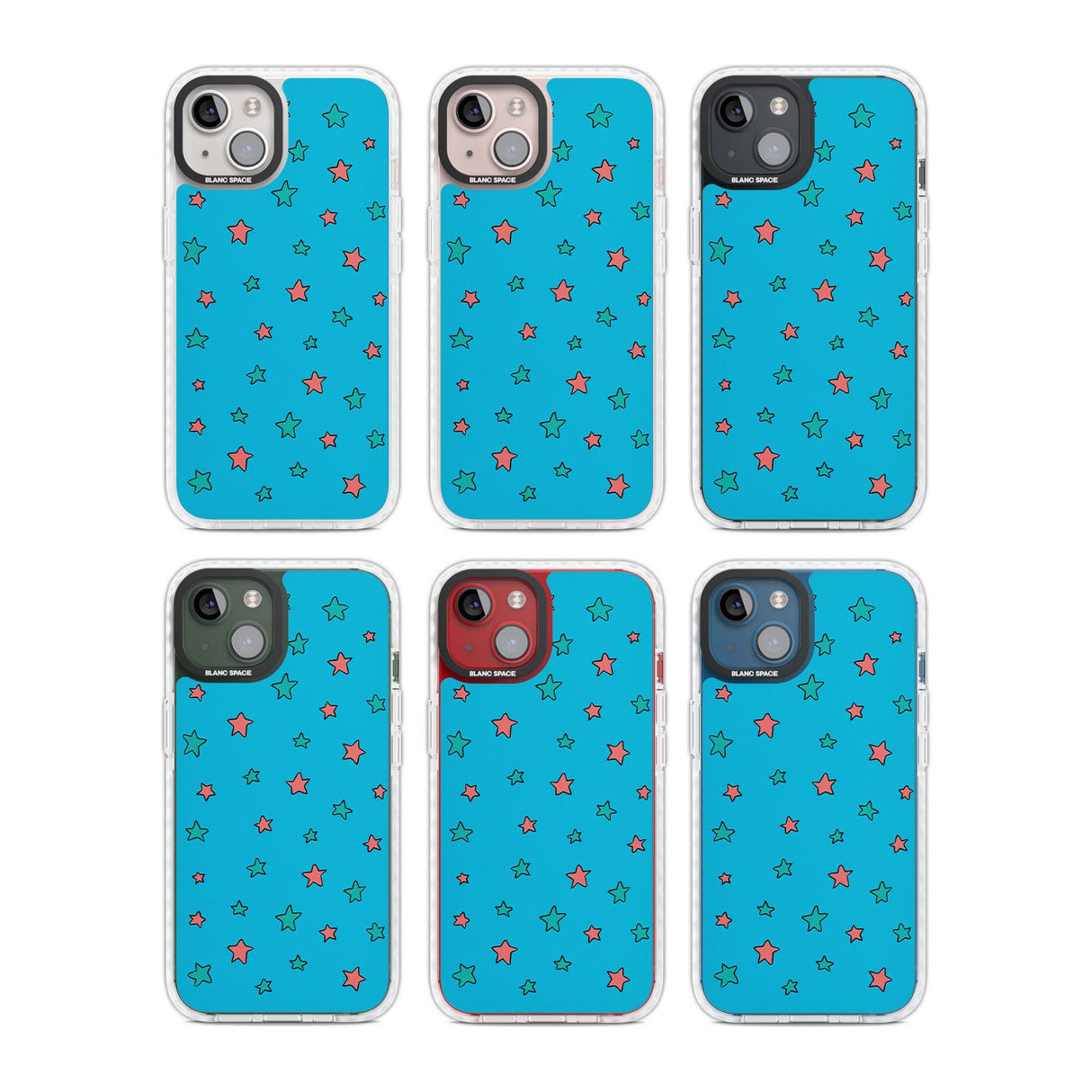 Blue Heartstopper Stars Pattern Phone Case for iPhone 14