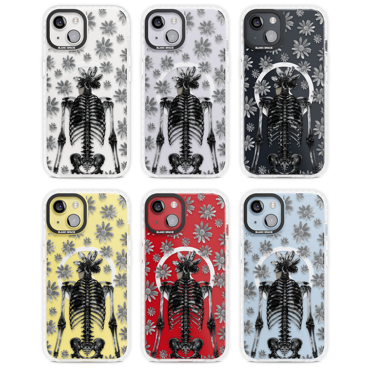 Skeleton Flower Magsafe Impact Phone Case for iPhone 13, iPhone 14, iPhone 15