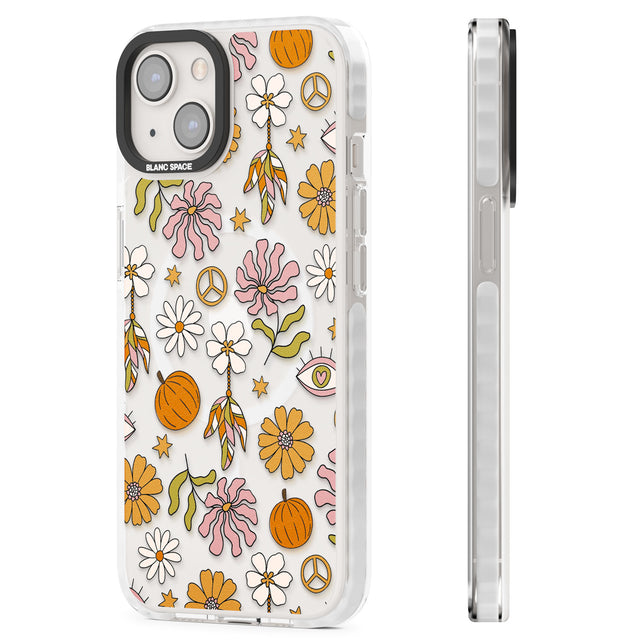 Retro Boho Fall Floral Magsafe Impact Phone Case for iPhone 13, iPhone 14, iPhone 15