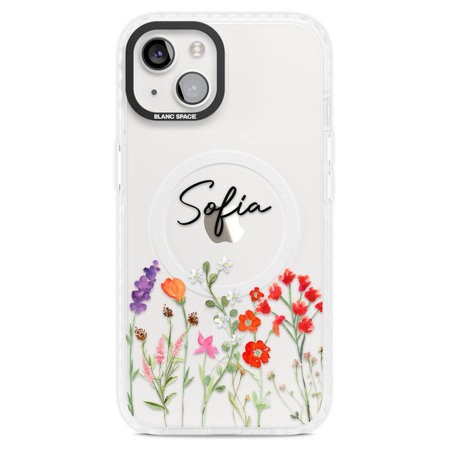 Personalised Spring Wildflowers Magsafe Impact Phone Case for iPhone 13, iPhone 14, iPhone 15