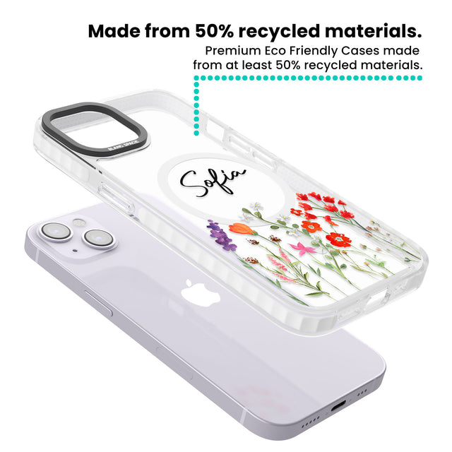 Personalised Spring Wildflowers Magsafe Impact Phone Case for iPhone 13, iPhone 14, iPhone 15