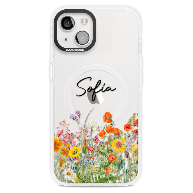 Personalised Summer Wildflowers Magsafe Impact Phone Case for iPhone 13, iPhone 14, iPhone 15