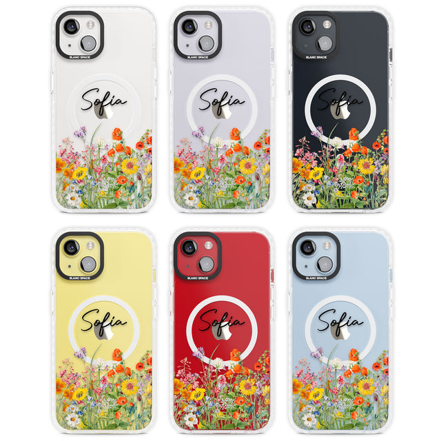 Personalised Summer Wildflowers Magsafe Impact Phone Case for iPhone 13, iPhone 14, iPhone 15