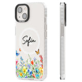 Personalised Buterflies & Wildflowers Magsafe Impact Phone Case for iPhone 13, iPhone 14, iPhone 15