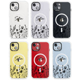 Personalised Black Wildflowers Magsafe Impact Phone Case for iPhone 13, iPhone 14, iPhone 15