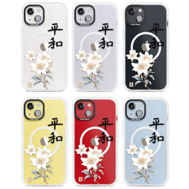 Peace and Flowers Magsafe Impact Phone Case for iPhone 13, iPhone 14, iPhone 15