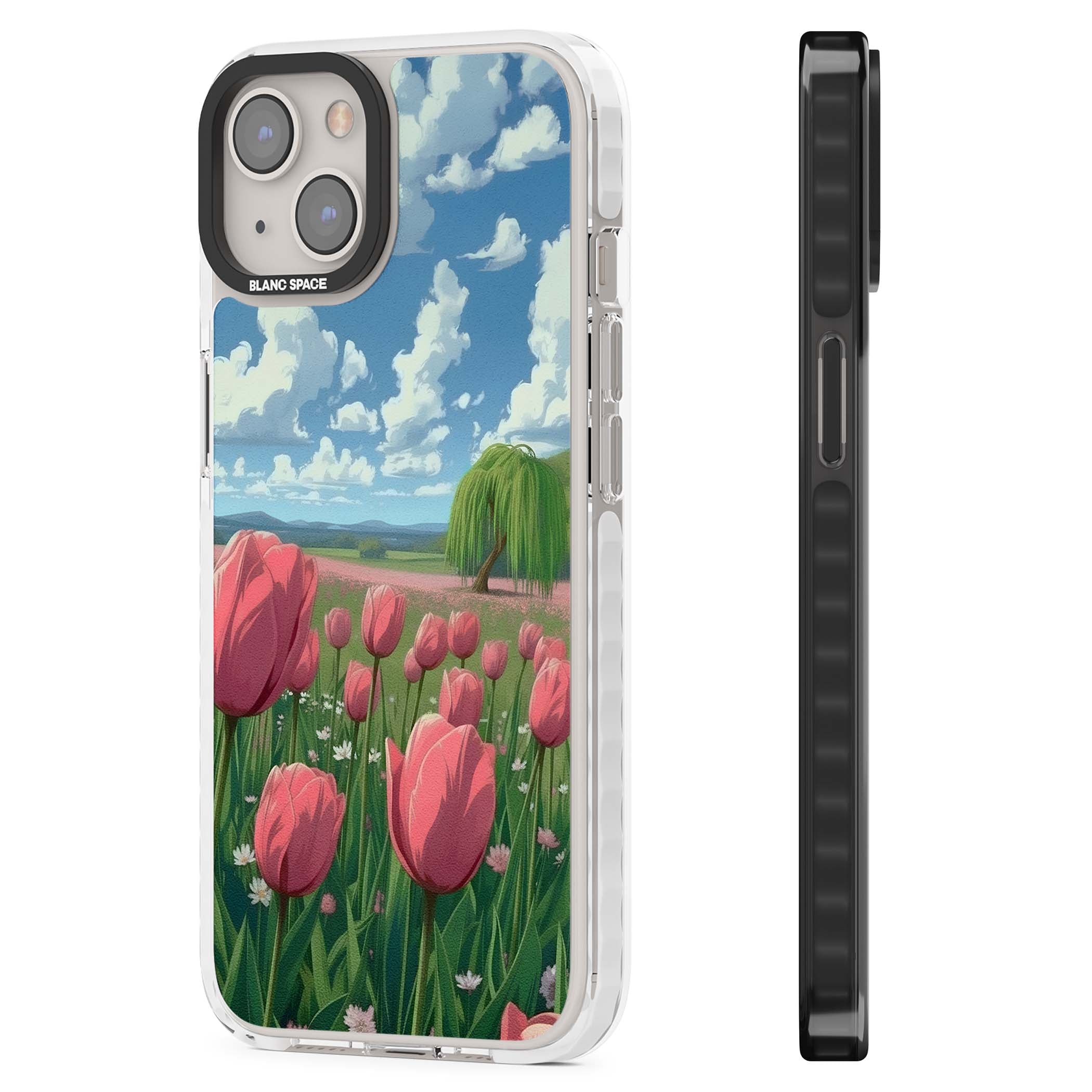 Willow By The Pink Tulips floral iPhone case | Impact Magsafe case for iPhone 13, iPhone 14, iPhone 15