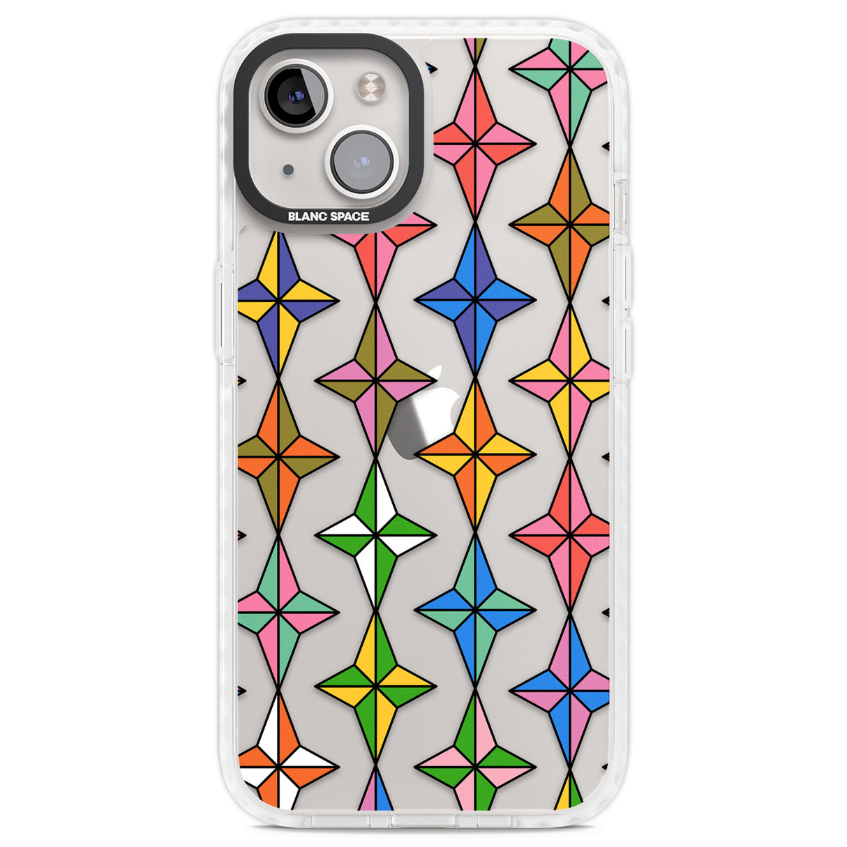 Multi Colour Stars Pattern Clear Impact Phone Case for iPhone 13, iPhone 14, iPhone 15