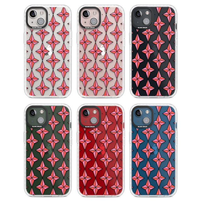 Rose Stars Pattern (Clear) Clear Impact Phone Case for iPhone 13, iPhone 14, iPhone 15