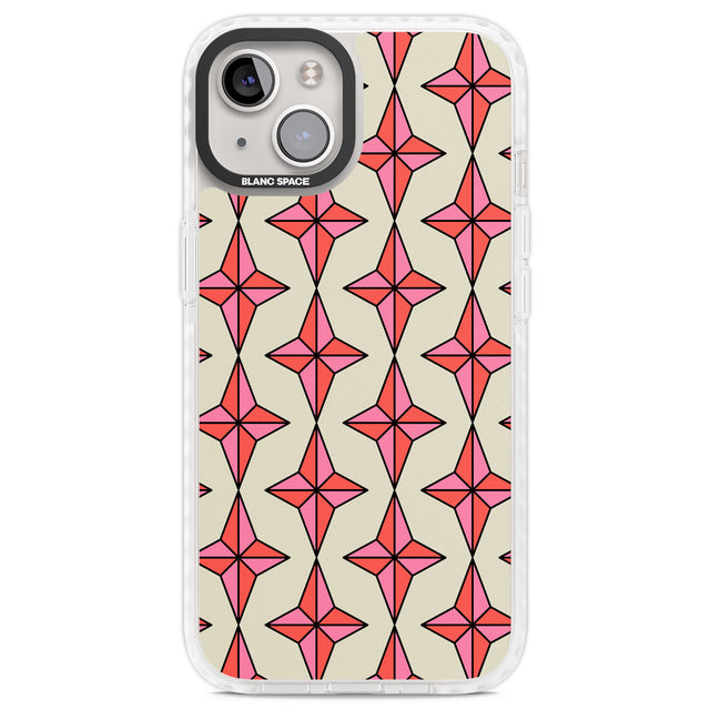 Rose Stars Pattern Clear Impact Phone Case for iPhone 13, iPhone 14, iPhone 15