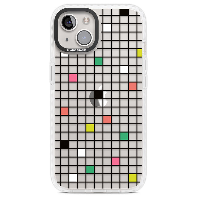 Vibrant Clear Geometric Grid Clear Impact Phone Case for iPhone 13, iPhone 14, iPhone 15