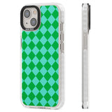 Retro Green Diamond Plaid Clear Impact Phone Case for iPhone 13, iPhone 14, iPhone 15