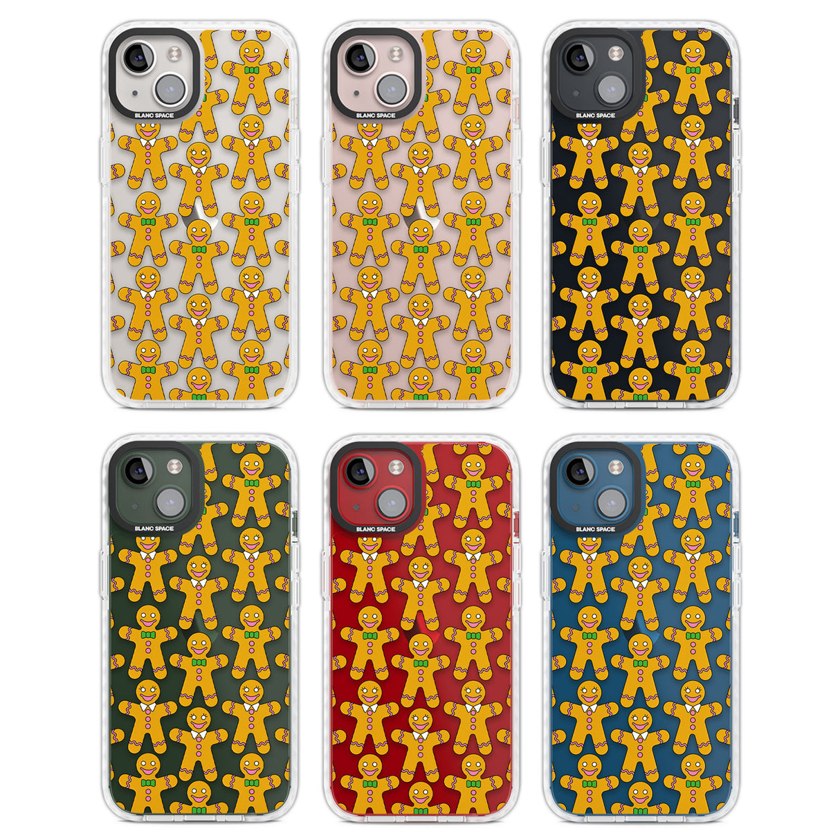 Gingerbread Cookie Pattern Clear Impact Phone Case for iPhone 13, iPhone 14, iPhone 15