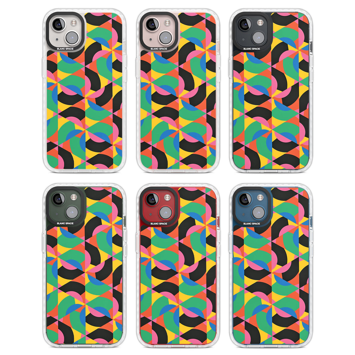 Abstract Carnival Clear Impact Phone Case for iPhone 13, iPhone 14, iPhone 15