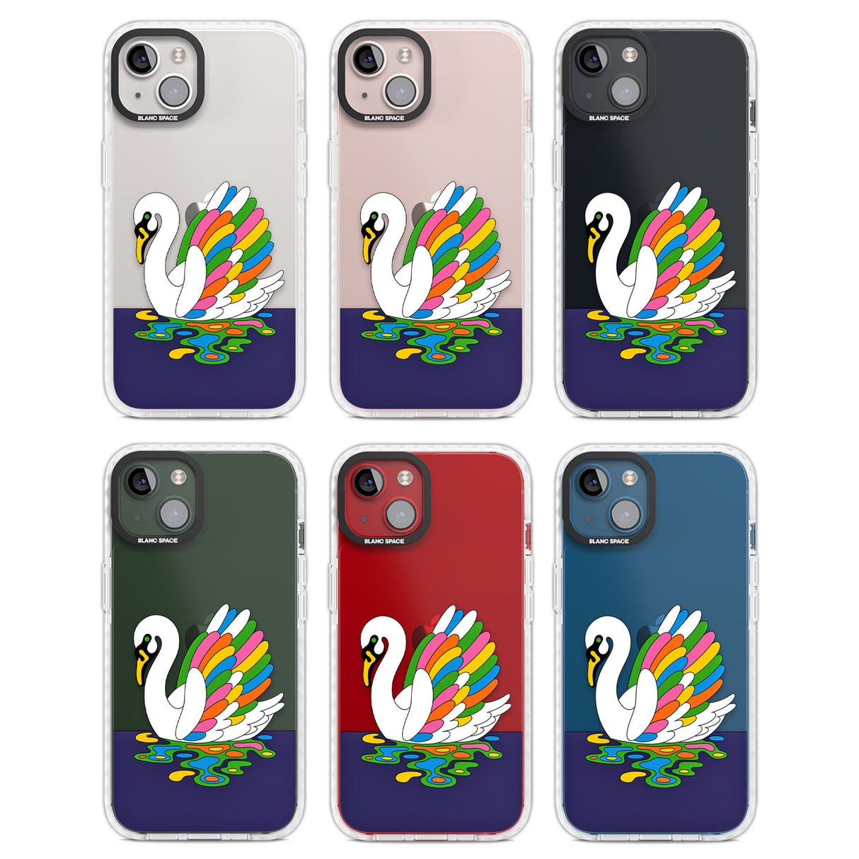 Serene Swan Clear Impact Phone Case for iPhone 13, iPhone 14, iPhone 15