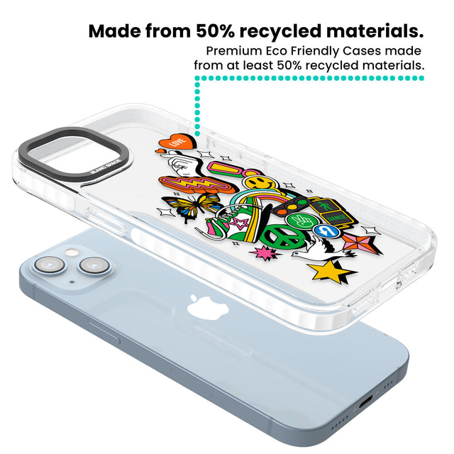 Nostalgic Sticker Collage Clear Impact Phone Case for iPhone 13, iPhone 14, iPhone 15