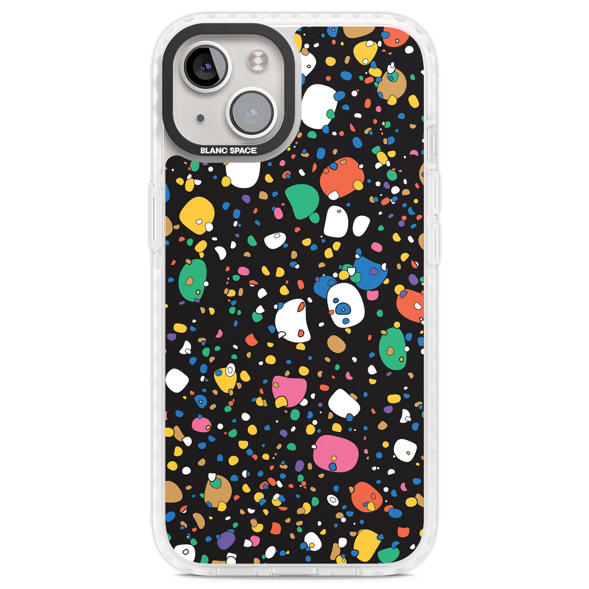 Colourful Confetti Pebbles (Black) Clear Impact Phone Case for iPhone 13, iPhone 14, iPhone 15