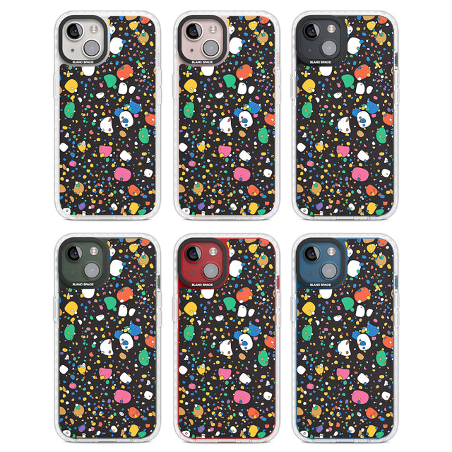 Colourful Confetti Pebbles (Black) Clear Impact Phone Case for iPhone 13, iPhone 14, iPhone 15