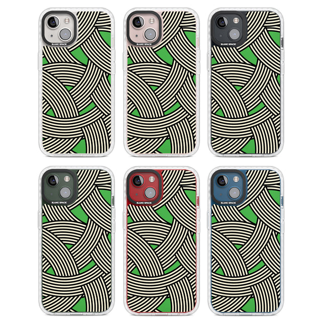 Green Optic Waves Clear Impact Phone Case for iPhone 13, iPhone 14, iPhone 15