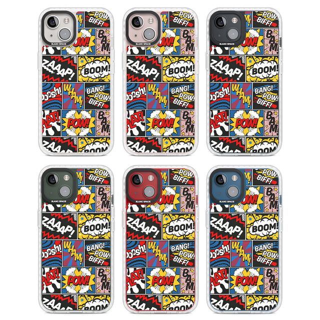 Onomatopoeia Clear Impact Phone Case for iPhone 13, iPhone 14, iPhone 15