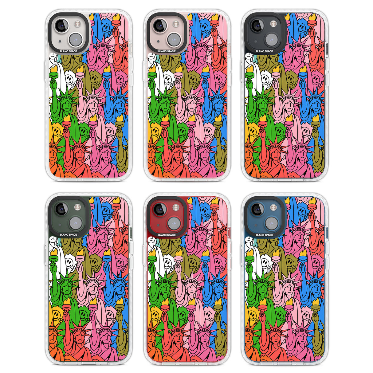 Multicolour Liberty Pattern Clear Impact Phone Case for iPhone 13, iPhone 14, iPhone 15