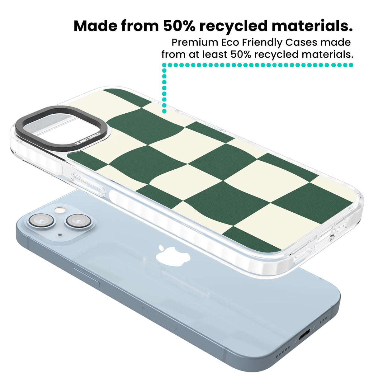 Green & Cream Wavy Check Clear Impact Phone Case for iPhone 13, iPhone 14, iPhone 15