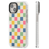 Pastel Multicolor Checkered Clear Impact Phone Case for iPhone 13, iPhone 14, iPhone 15