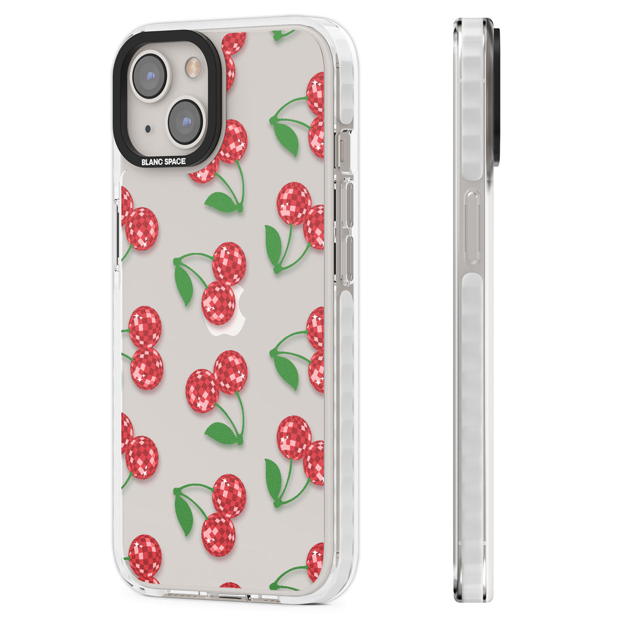 Disco Cherry Pattern Clear Impact Phone Case for iPhone 13, iPhone 14, iPhone 15