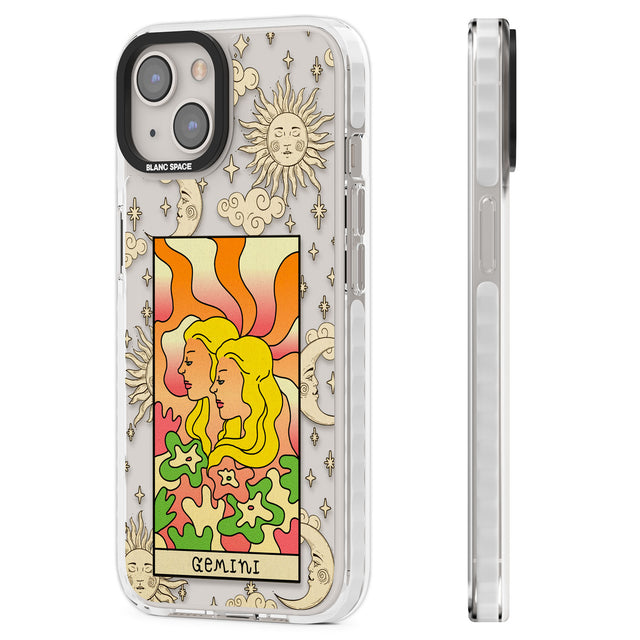 Celestial Zodiac - Gemini Clear Impact Phone Case for iPhone 13, iPhone 14, iPhone 15