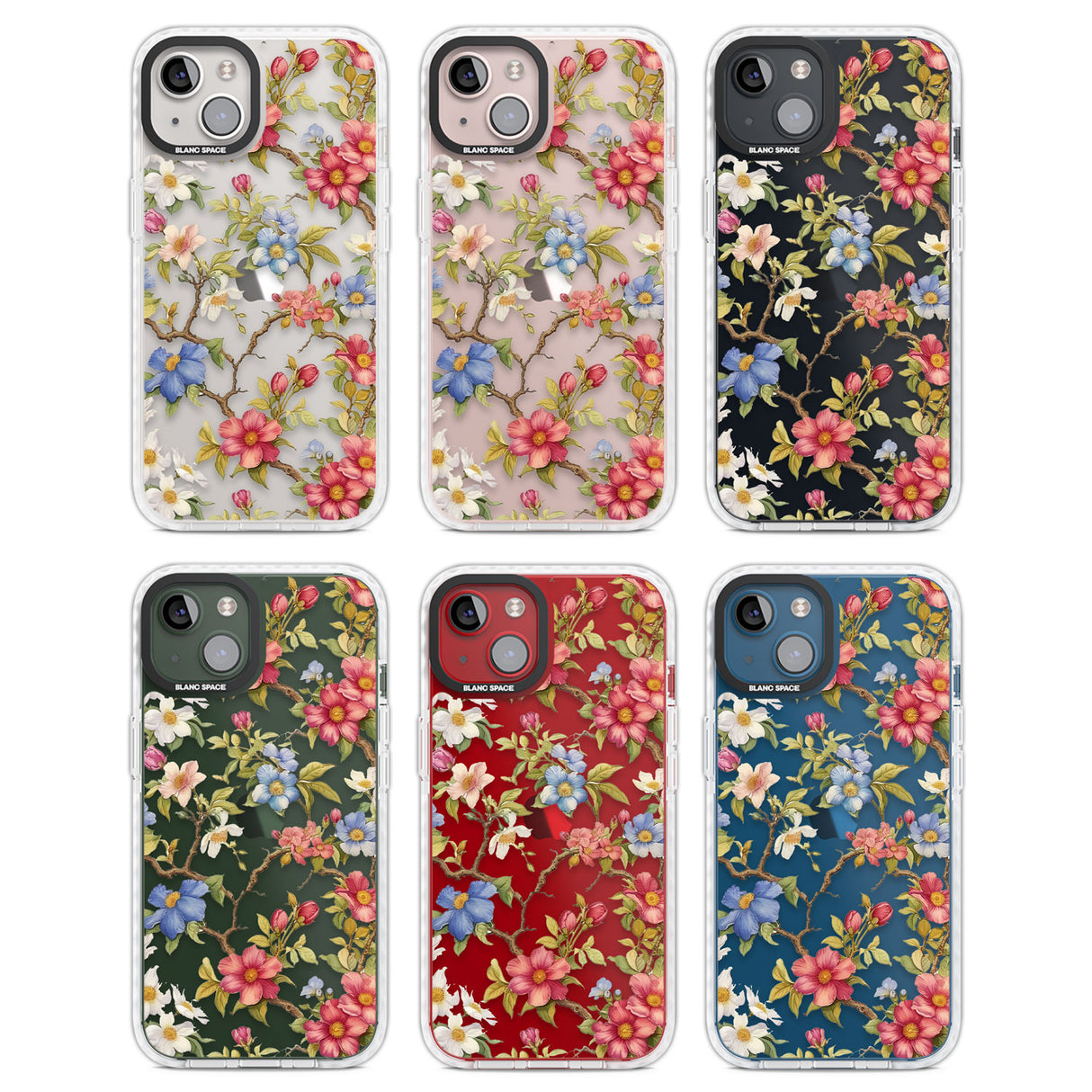 Vintage Vines & Flowers Clear Impact Phone Case for iPhone 13, iPhone 14, iPhone 15