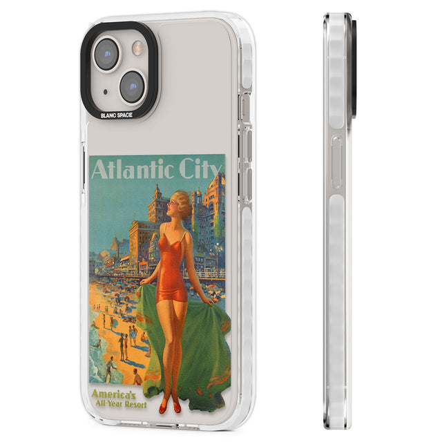 Atlantic City Vacation Poster Clear Impact Phone Case for iPhone 13, iPhone 14, iPhone 15