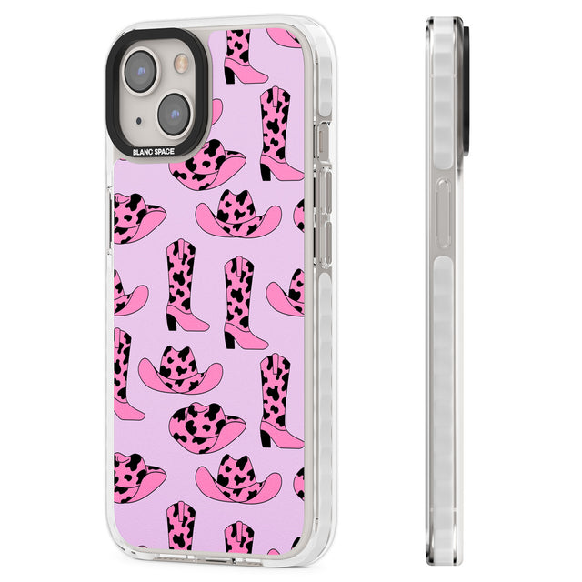 Cow-Girl Pattern Clear Impact Phone Case for iPhone 13, iPhone 14, iPhone 15