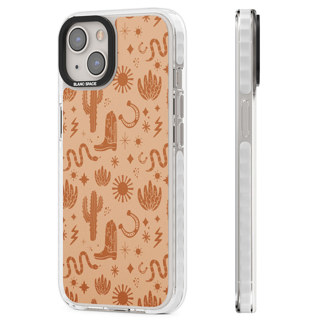 Wild West Pattern Clear Impact Phone Case for iPhone 13, iPhone 14, iPhone 15