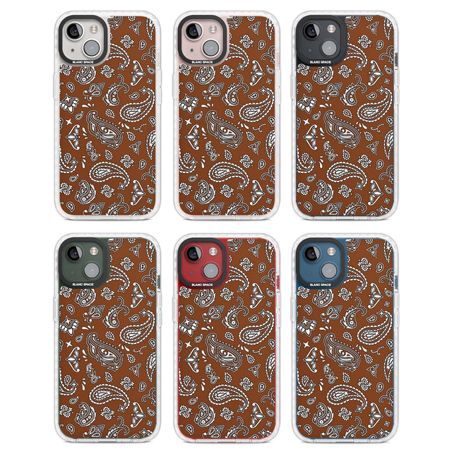 Brown Bandana Clear Impact Phone Case for iPhone 13, iPhone 14, iPhone 15