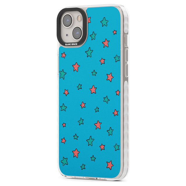 Blue Heartstopper Stars Pattern Phone Case for iPhone 14 Plus