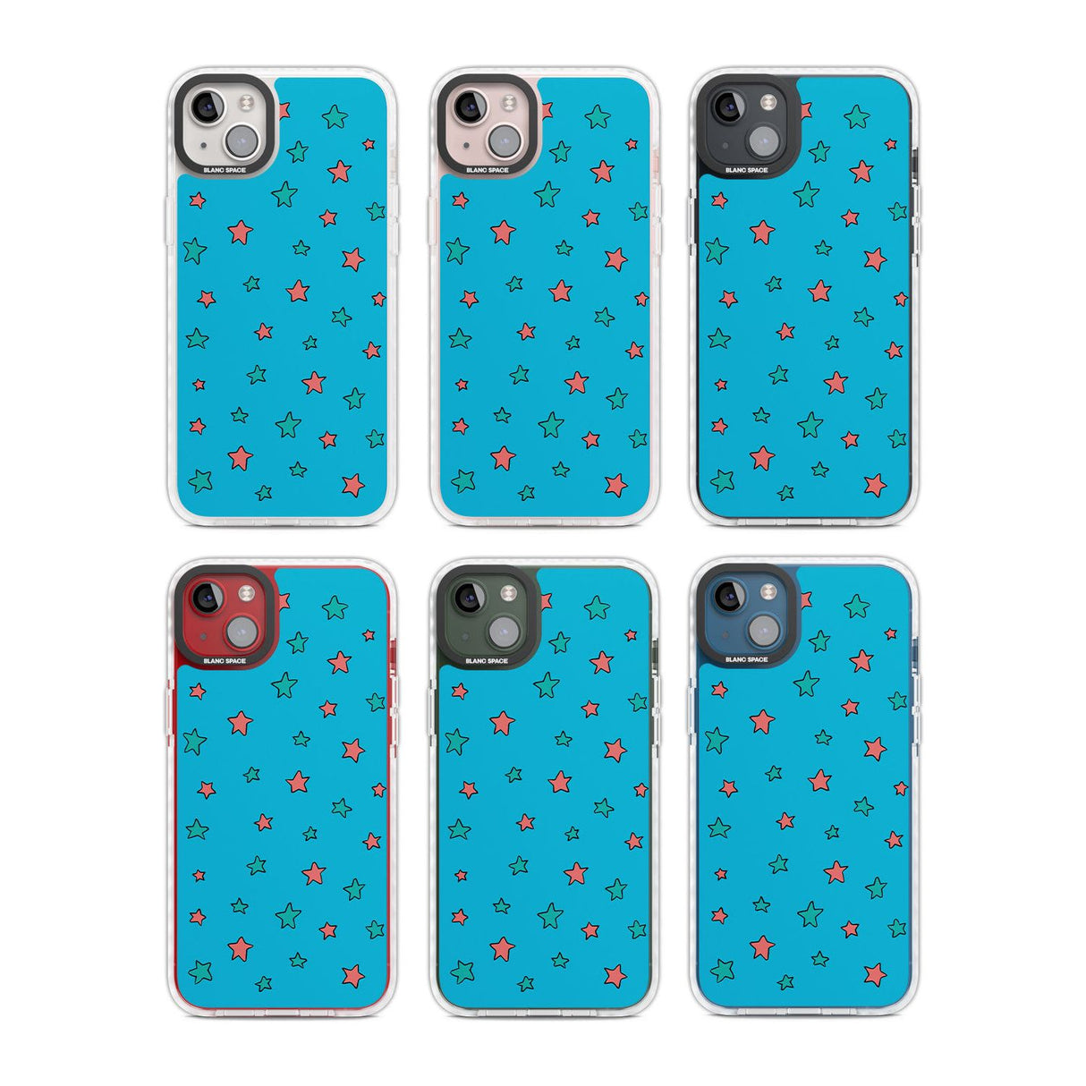 Blue Heartstopper Stars Pattern Phone Case for iPhone 14 Plus