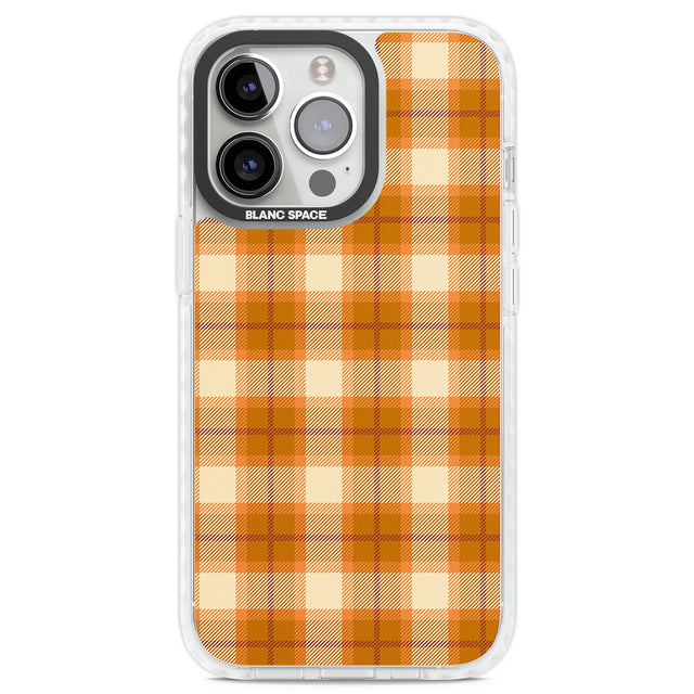 Pumpkin Plaid Clear Impact Phone Case for iPhone 13 Pro, iPhone 14 Pro, iPhone 15 Pro